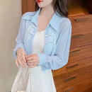 Fashion Lapel Button Spliced Solid Color All-match Shirt Female Clothing Spring Summer New Casual Tops Office Lady Blouse
