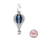 Celestial Shooting Star Heart Double & Blue Hot Air Balloon Dangle Charms Beads Fit Original Pandora Silver 925 Bracelet Jewelry