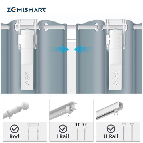 Zemismart Zigbee Smart Curtain Driver Robot For Roman Rod I Type Curtains Track Work with Tuya Smart Life Alexa Google Home