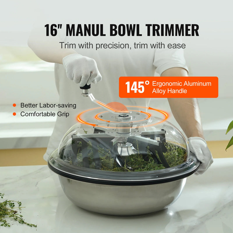 SucceBuy Leaf Bowl Trimmer 16"19"24" Trimmer Bowl Manual Bud Trimmer with Stainless-Steel Blades for Twisted Spin Cut Clear Dome