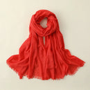 Solid Color Cotton Linen Scarf for Women Lady Literature Anti-sunburn Long Tassel Scarves Autumn Soft Gauze Wrap Shawls New