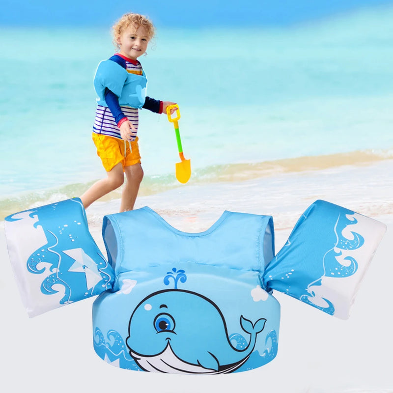 Baby Float Cartoon Arm Sleeve Adjustable Life Jacket Swimsuit Foam Safety Swimming Training Floating Pool Float Swimming Ring