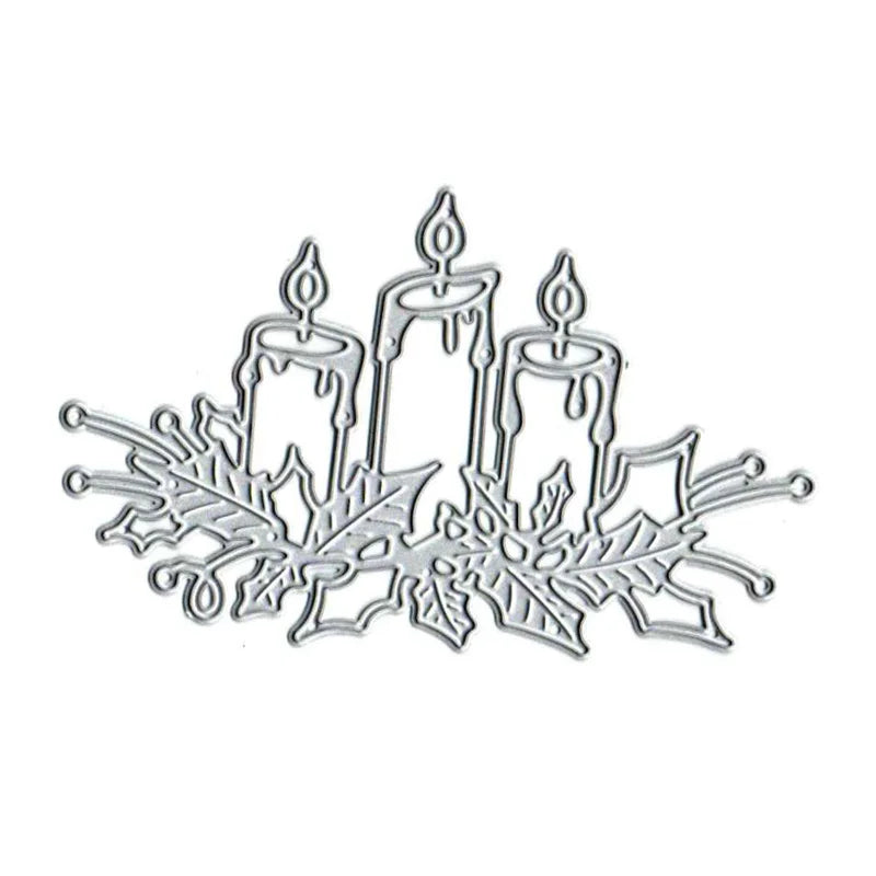 Christmas Candle Scrapbooking Greeting Card Mold Embossing Template Manual Punch Stencil Crafts Cutting Dies 2024 New