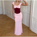The Meridian Line | Colour-Block Halter Maxi Dress