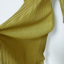 Pleated Dress Women's Long Sleeve Spring and Autumn 2023 New V-Neck Bottom Skirt Slim Fit Long Dress