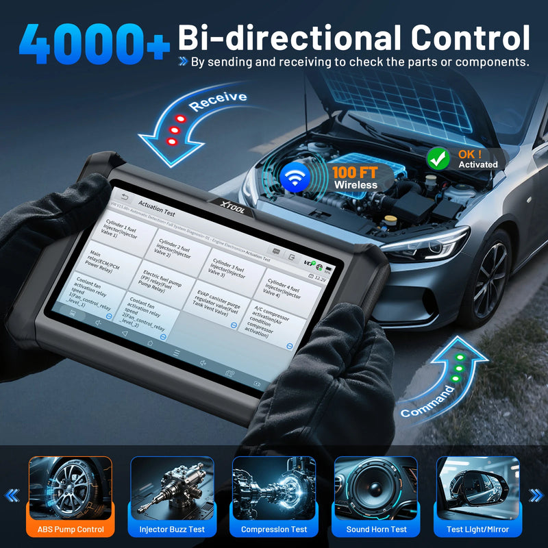 XTOOL D7W D7 BT Bluetooth Diagnostic Tool All System Car Automotive Scanner ECU Coding Bidirectional 39 Resets CANFD DOIP FCA