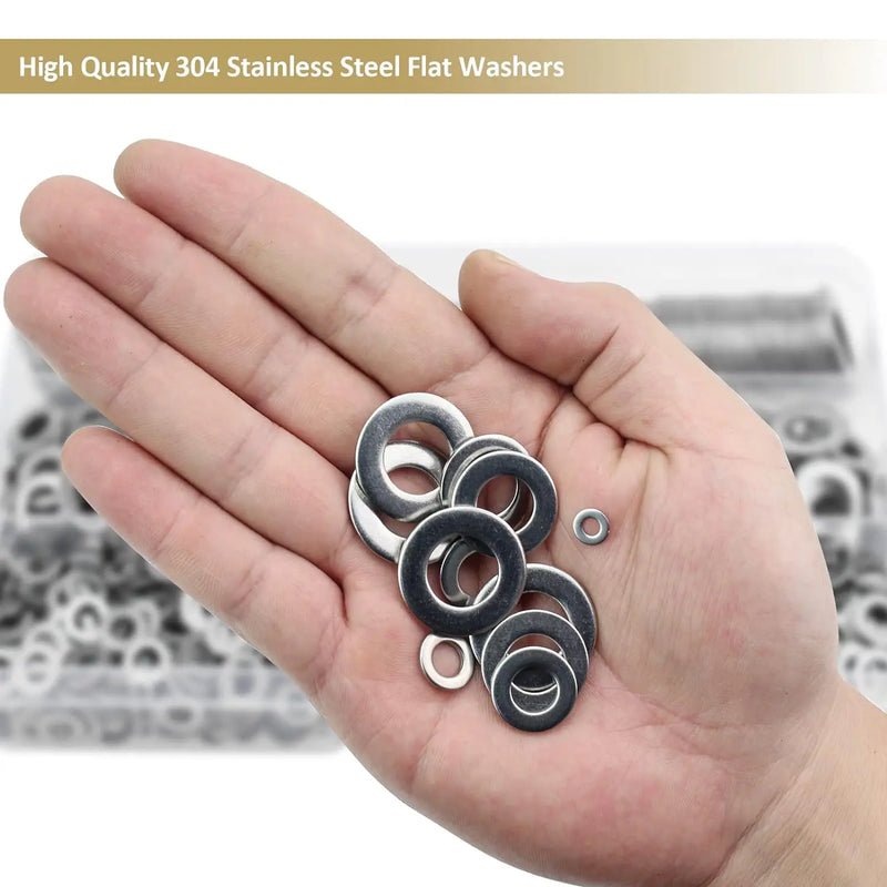 304 Stainless Steel Washers 180pcs/box Metal O Ring M2 M2.5 M3 M4 M5 M6 M8 M10 Gasket Set Assortment Kits Flat Washer Grommets