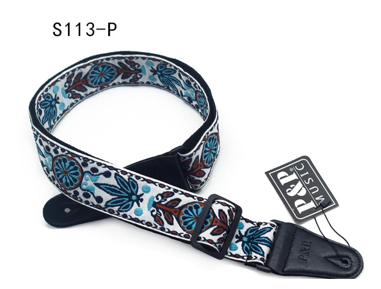 Embroidered Guitar Strap National Style Shoulder Strap Ribbon Musical Instrument Strap Guitar Strap Instrument Guitar Part