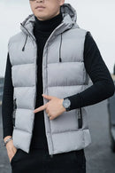 Men's Loose Casual Jacket Sleeveless Zipper Down Vest Male Solid Color Autumn Winter Warm Vests Mens Stand-up Collar Oversize