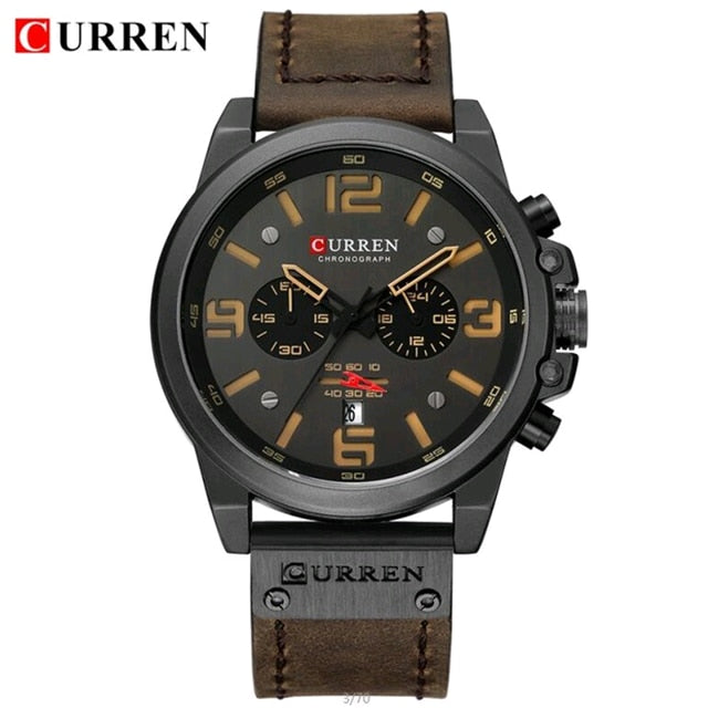 CURREN Top Luxury Brand Men&#39;s Military Waterproof Leather Sport Quartz Watches Chronograph Date Fashion Casual Men&#39;s Clock 8314