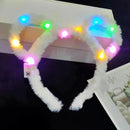 LED 14 Lamp Long Rabbit Ear Headband  Flashing Colorful String Lamp Luminous Hairband Birthday Party Christmas Easter Headband
