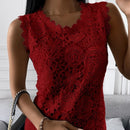 Sommer Elegante Blumen Spitzenweste Mode Damen Jacquard Ärmellose Tops Lässige Damen Vintage T-Shirt Camisole Halter Top 19312