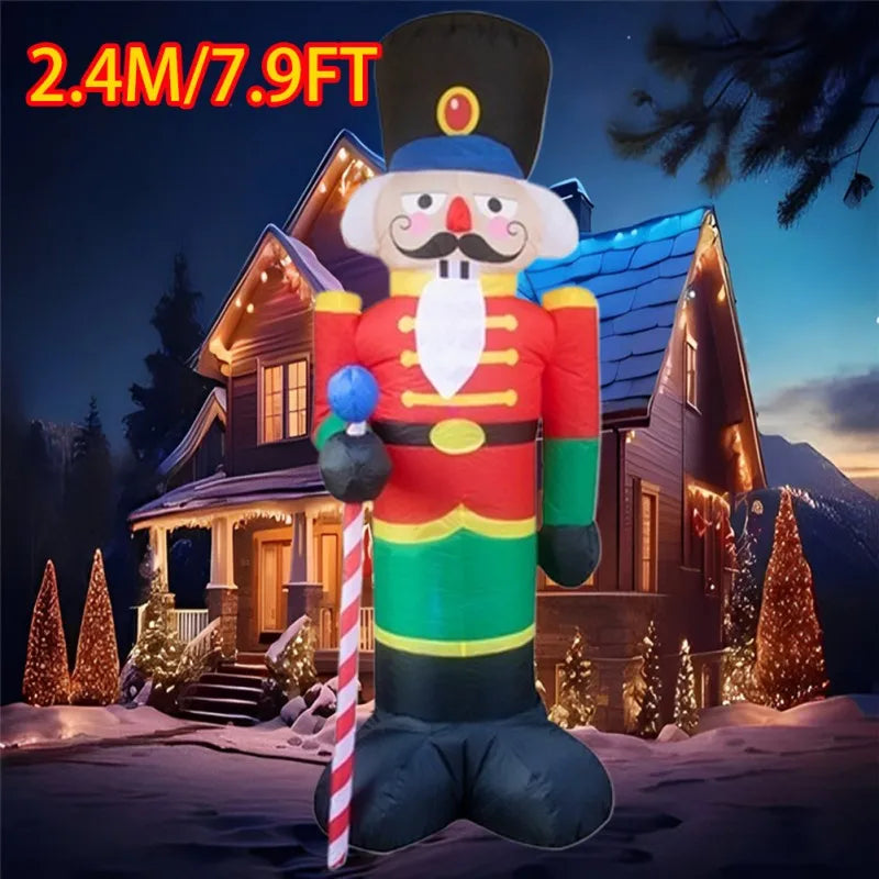 Santa Claus Waving Hand 1.8m Inflate Model Christmas Decoration Glowing Doll Cartoon Giant LED Lamp Party Gifts Outdoor Lawn