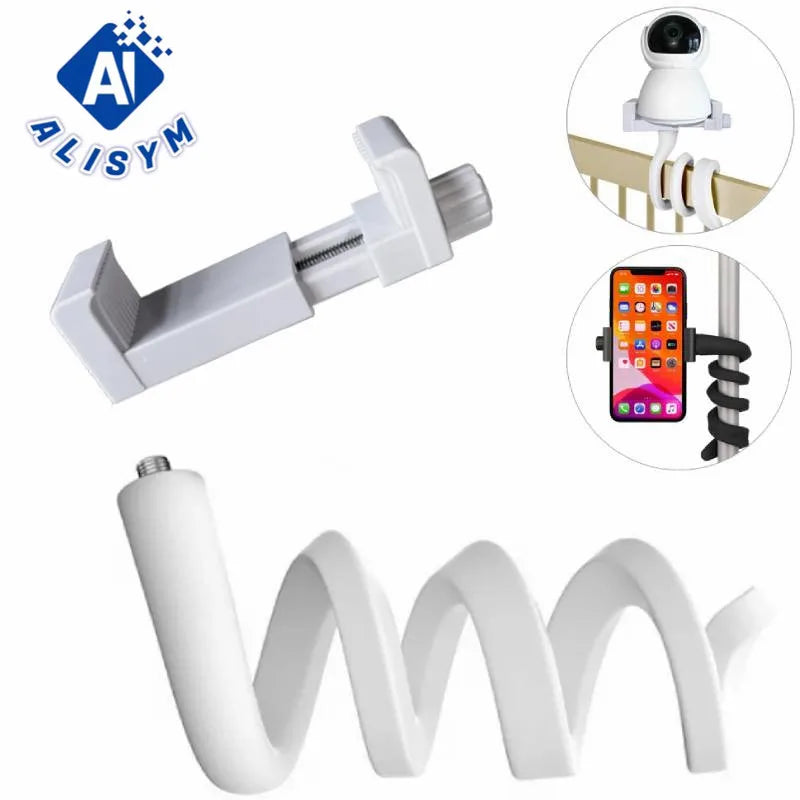 Universal Baby Monitor Bed Bracket Multifunction Camera Holder 1/4 Screw Flexible Clip Hose Holeless Mounting CCTV Phone Stand