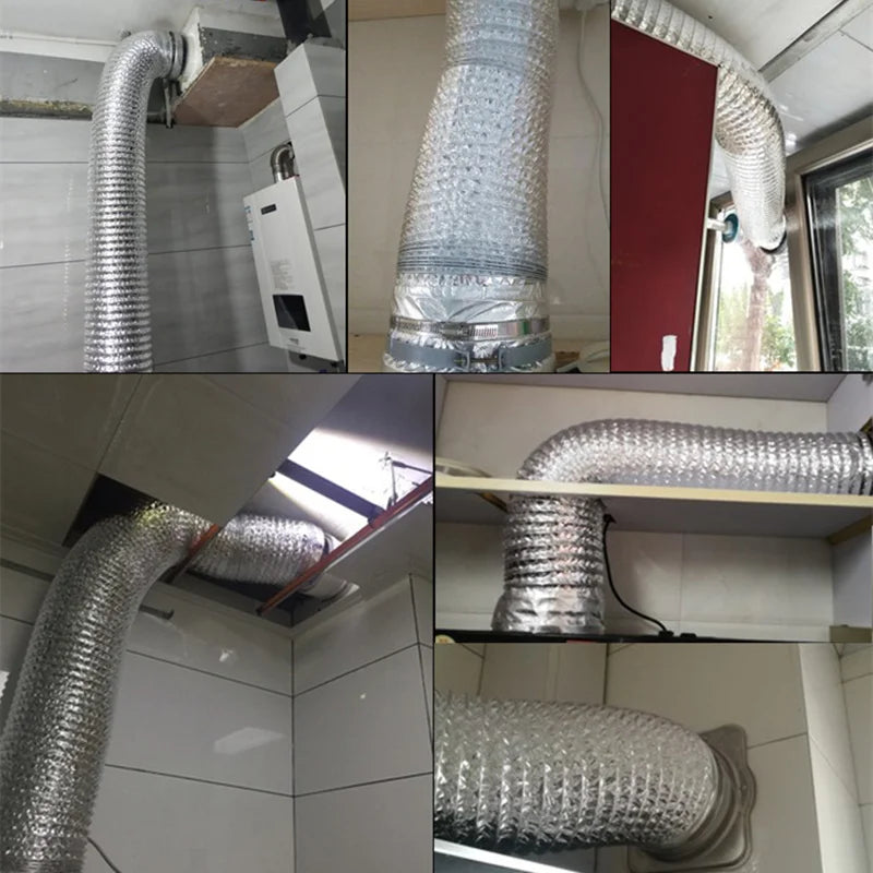 80mm/100mm Aluminum Foil Tube Flexible Ventilation Hose Pipe Air Vent System for Kitchen, Toilet, Hydroponics Extractor Fan Duct