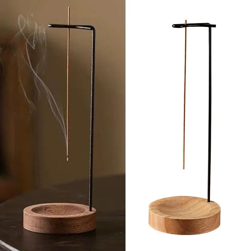 Creative Upside Down Incense Burner Incense Stick Holder Wooden Round Incense Tray Ornament Bedroom Home Yoga Decoration Crafts