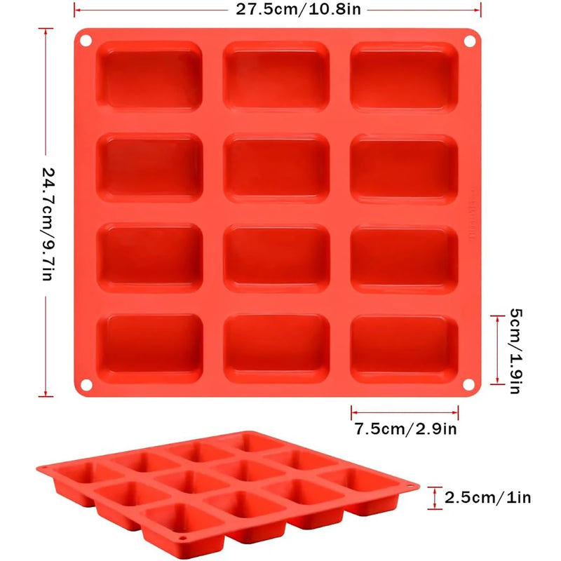 Silicone Mini Loaf pan, Mini Bread Pan Brownie Pan, 12 Cavities Nonstick Food Grade for Baking Mini Bread, Brownie, Cornbread, C