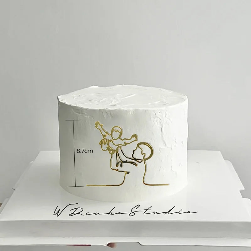 2023 New Baby's Happy Birthday Party Cake Topper Gold Cartoon Acrylic Cake Toppers for Baby Shower Cake gift Dessert Decoration