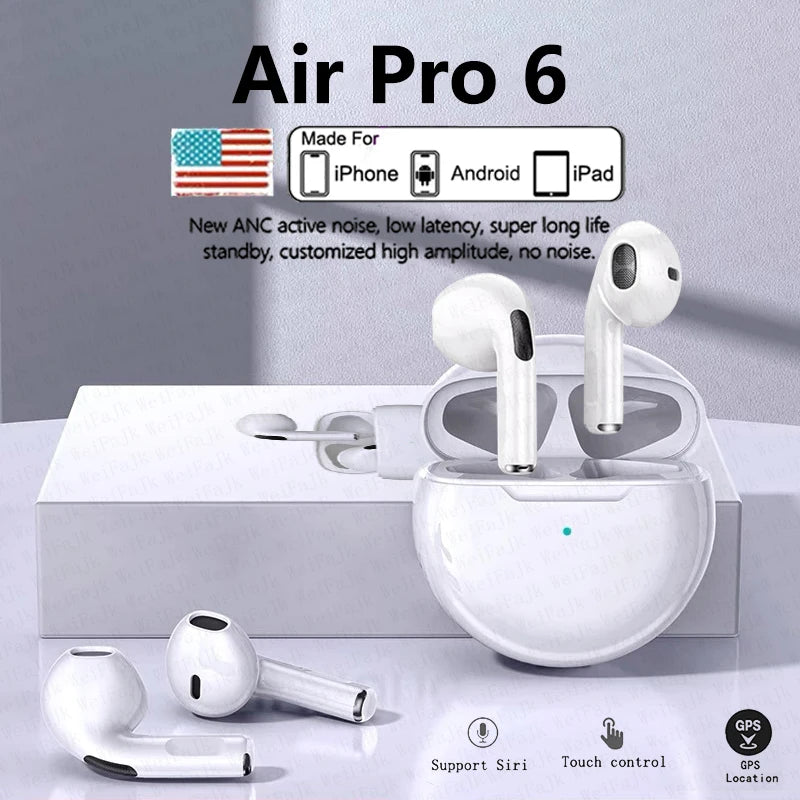 For Apple Original Air Pro 6 TWS Max Wireless Bluetooth Earphones In Ear Earbuds Mic Pods Headset Xiaomi Lenovo iPhone Earphones