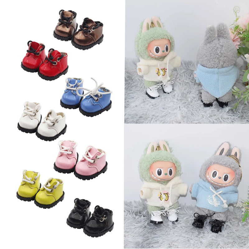 Labubu Shoes (3.8*2.3cm)  for 17cm Labubu Macaron  and 10cm EXO /Cotton Doll Finger Shoes Doll Leather Shoes