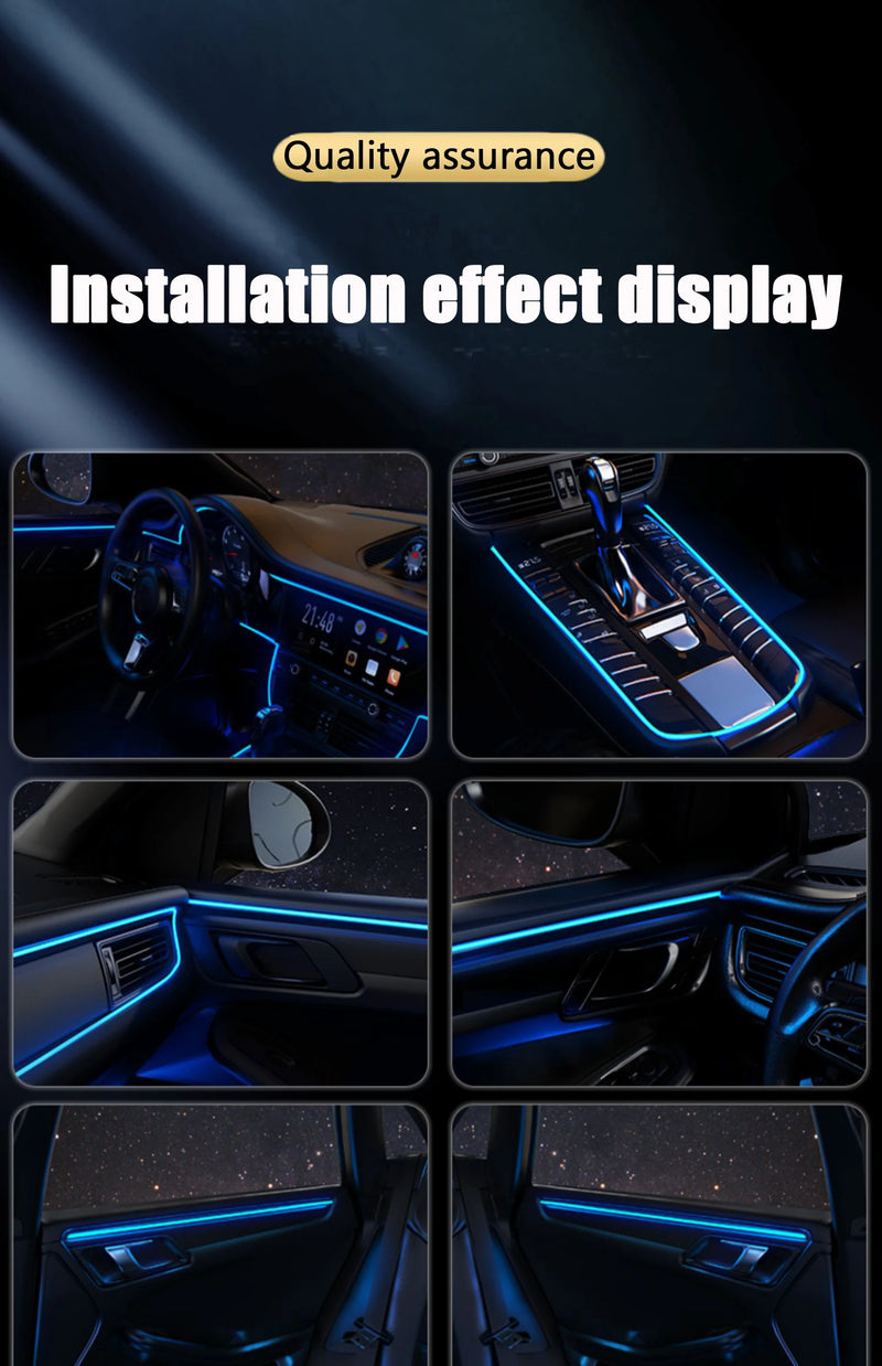 1M/3M/5M Neon LED Car Interior Decorative Lamps Strips USB Drive For DIY Decorative Dashboard Console Ambient Light Cold Light