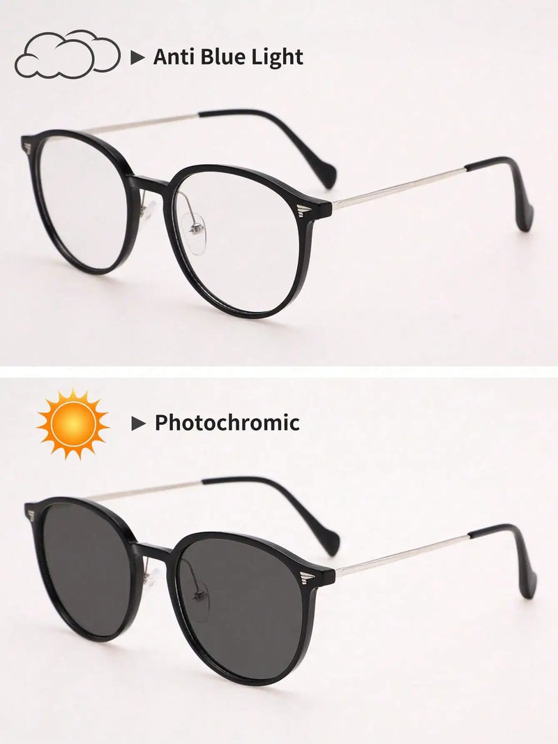 1PC Unisex Round Frame Plastic Classical & Photochromic Glasses For Outdoor Daily Travel