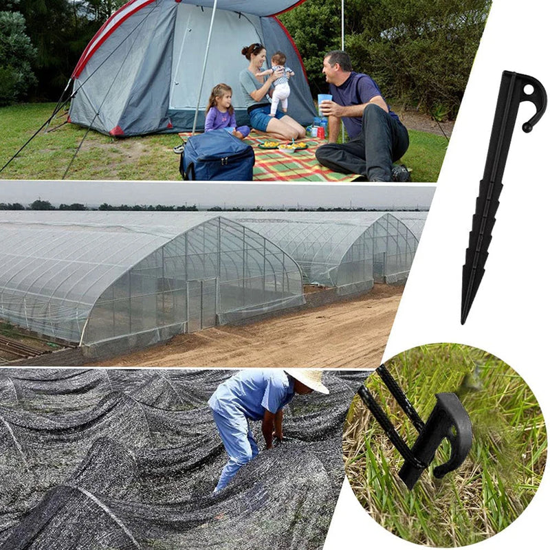 Pack of 20 Tent Nails Plastic Sand Ground Peg Fixing Garden Travel Camping Stakes Pins Support Nail Gardening  Black