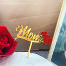Best Mom Mother's Day Party Cake Topper Pink Red Love You Mum Acrylic Cake Topper for Mommy Birthday Party Cake Decorations Gift
