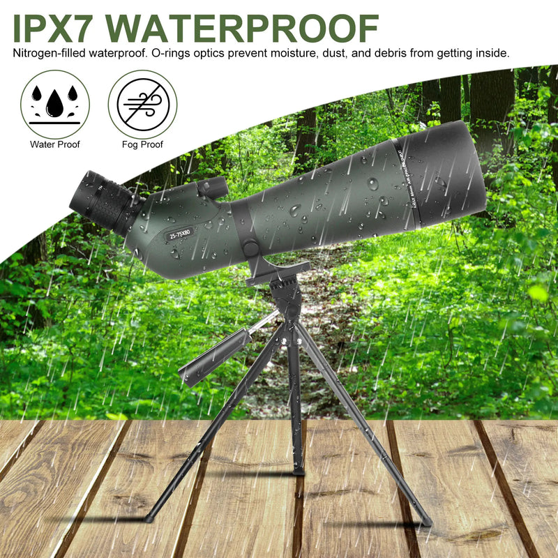 Xiyear 25-75x80 Telescope Spotting Scope Large Field Powerful Zoom Monocular With Phone Adapter Tripod For Bird Watching Camping