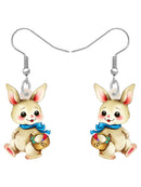 BONSNY Acrylic Easter Basket Egg Rabbit Dangle Drop Earrings Jewelry For Women Girls Kids Gifts Accessories
