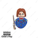 SAW Horror Movie Jack Ripper Mini Action Figures Building Blocks Brick Models Silent Hill Horrifying Chainsaw Man Halloween Toys