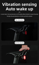 ROCKBROS Bike Light Smart Bicycle Rear Light Auto Brake Sensing IPX6 Waterproof Cycling Tail Lamp LED Type-C Charging Safety Bike Taillight