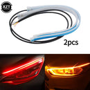 2 Pcs DRL LED Strip Turn Signal Light Yellow Bright Flexible Turn Signal Light Daytime Running Light for Car Headlight 12V