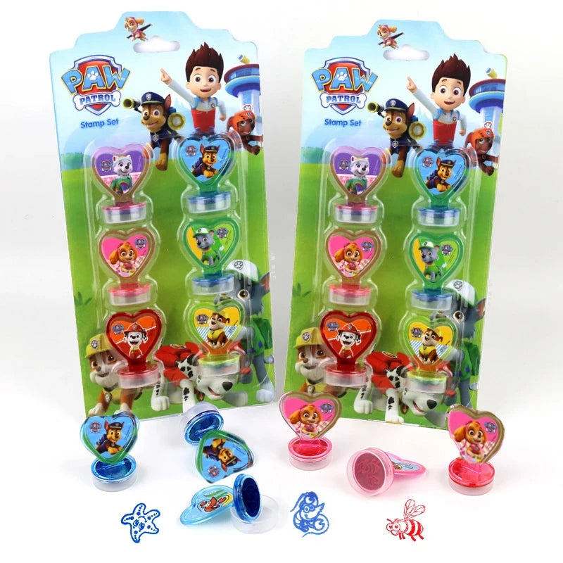 6pcs/Set Paw Patrol Cartoon Pattern Stamp Toy Children Primary Anime Figures Kids Student&School Kindergarten Supplies Kids Gift