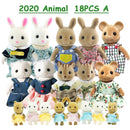 Easter Bunny 10-18Pcs Forest Family Miniture Animals Doll Toy Simulation 1:12 Reindeer Panda Figure Girl Dollhouse Birthday Gift