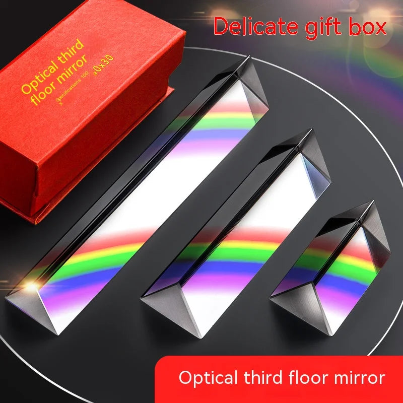 Berence Triprism optical glass photography props rainbow equipment prism length size seven color Mitsubishi mirror Teaching Tool