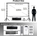 VEIDADZ Projector Screen With Stand White Wrinkle-Free 160° Viewing Angle 60-150 inch Double Sided Screen Home Theater Outdoor