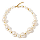 Yhpup New Arrivals Simulated Pearls Resin Acrylic Round Beads Chain Handmade Necklace Stainless Steel Trendy Jewelry Waterproof