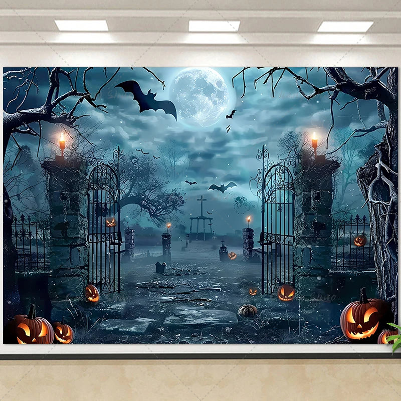 Halloween Backdrop/Party Decoration/Photo Banner Signs/Photography Background Props for Halloween Party Decoration Supplies