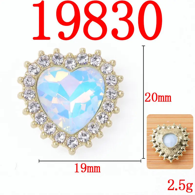 10Pcs Heart Decorative Button Full Diamond Mocha Colour Flower Plate Alloy Buckle Jewelry Accessories DIY Rhinestone Materials