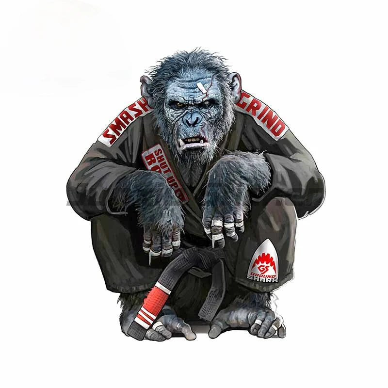 Jiu Jitsu Chimp Soft Art Vinyl Stickers SUV Fine Window Decal Custom Print Decor