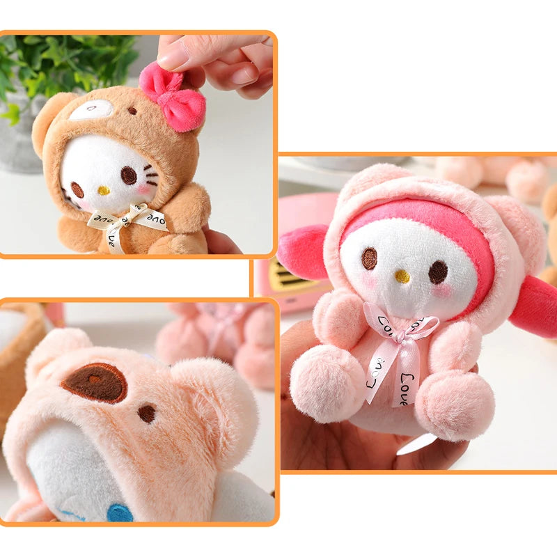 Sanrio Plush Keychain Toy Doll Kawaii Hello Kitty Melody Cinnamoroll Cartoon Backpack Pendant Decoration Women Student Girl Gift