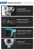 Gisam 520N.M Brushless Electric Impact Wrench Cordless Electric Wrench 1/2inch for Makita 18V Battery Pin Screwdriver Power Tool