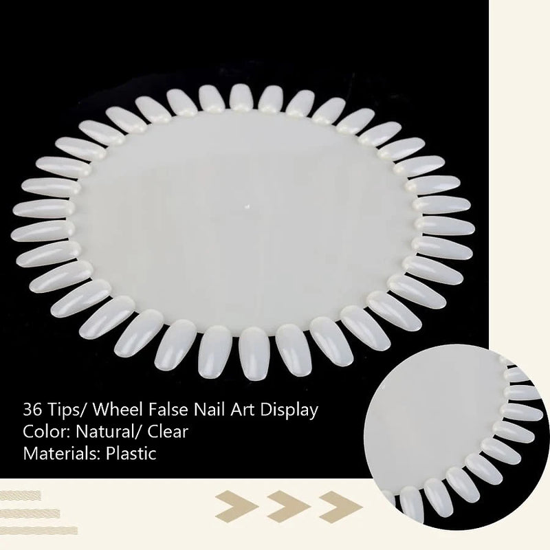 36 Tips False Nail Art Display, Acrylic Nail Color Card Practice Wheel Board, Painting Nail Polish Palette Tools