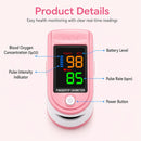 Pink Fingertip Pulse Oximeter Blood Oxygen Monitor Measure Heart Rate Breathing Rate SpO2 LED Display for Family Work Travel