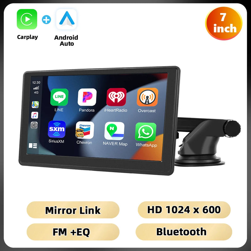 Podofo 7 ''Smart Screen Player Dashboard Carplay Android Car Bluetooth EQ Car DVR Mirror Link FM Transmission GPS Navigation