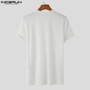 INCERUN Herren T-Shirt, einfarbig, Rundhalsausschnitt, kurze Ärmel, Sommer, Freizeit, Herren-Tops, Fitness, 2023, Streetwear, Mode, Camisetas S-5XL
