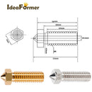 8pcs 3D Printer Parts Volcano Nozzle Brass Stainless Steel 0.4 0.6 0.8 1.0 1.2mm M6 Heatblock Nozzle Sidewinder Genius Anycubic