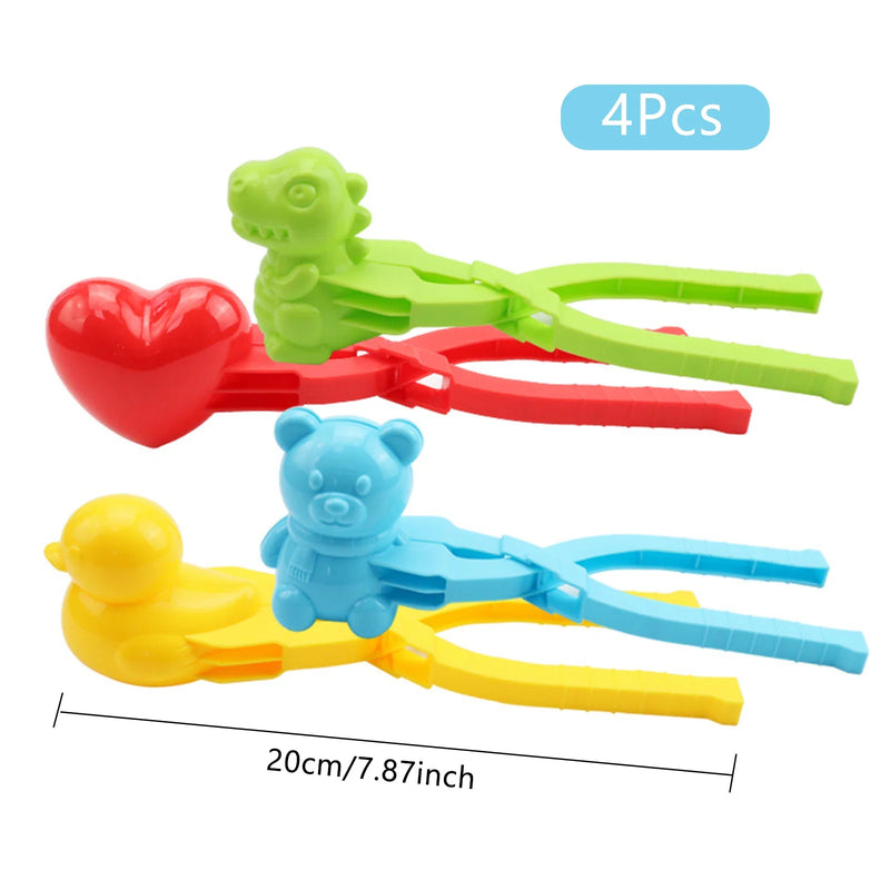 4PCS Snowball Clip Snow Grasping Clamps Tool Multi-shape Cartoon Snowballs  Grabber Snow Ball Maker Sports Toys for Kids