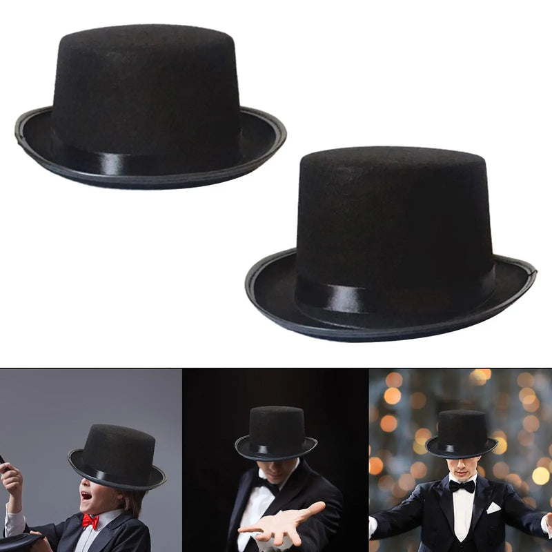 Black Top Hat Magician Fashion Adults Unisex Women Men Dress up Gothic Hat for Party, Carnival, Nightclub, Cosplay, Halloween,